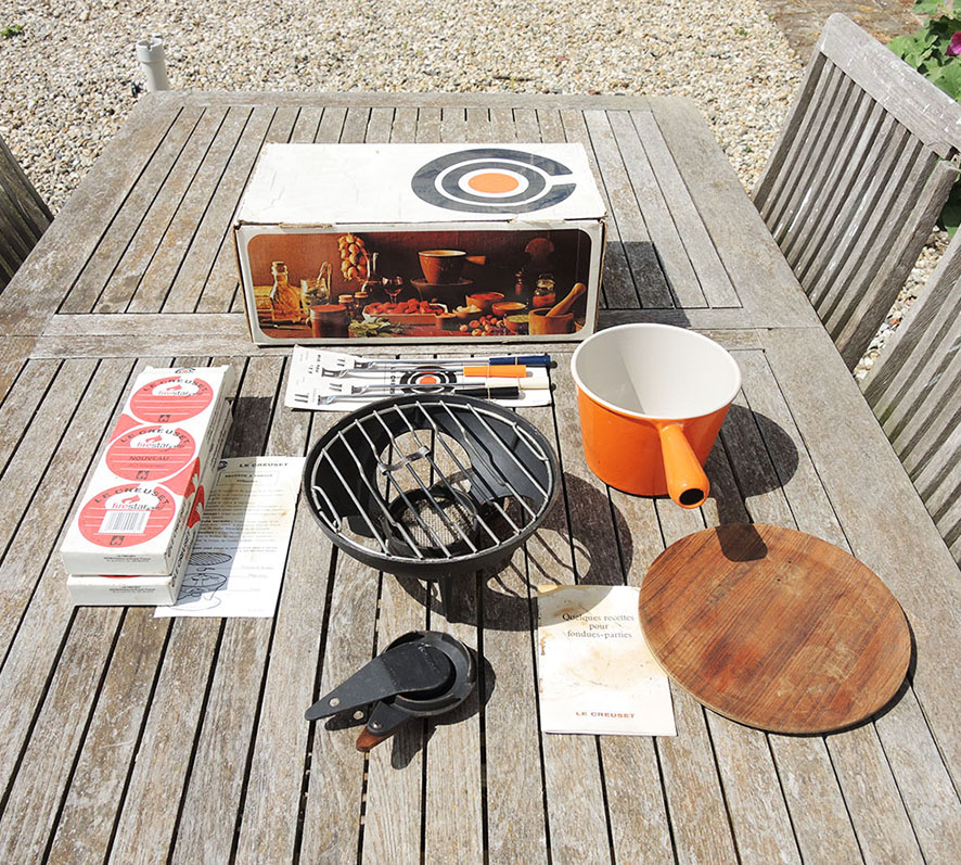 Ancien Service à Fondue Bourguignonne Orange LE CREUSET - 6421