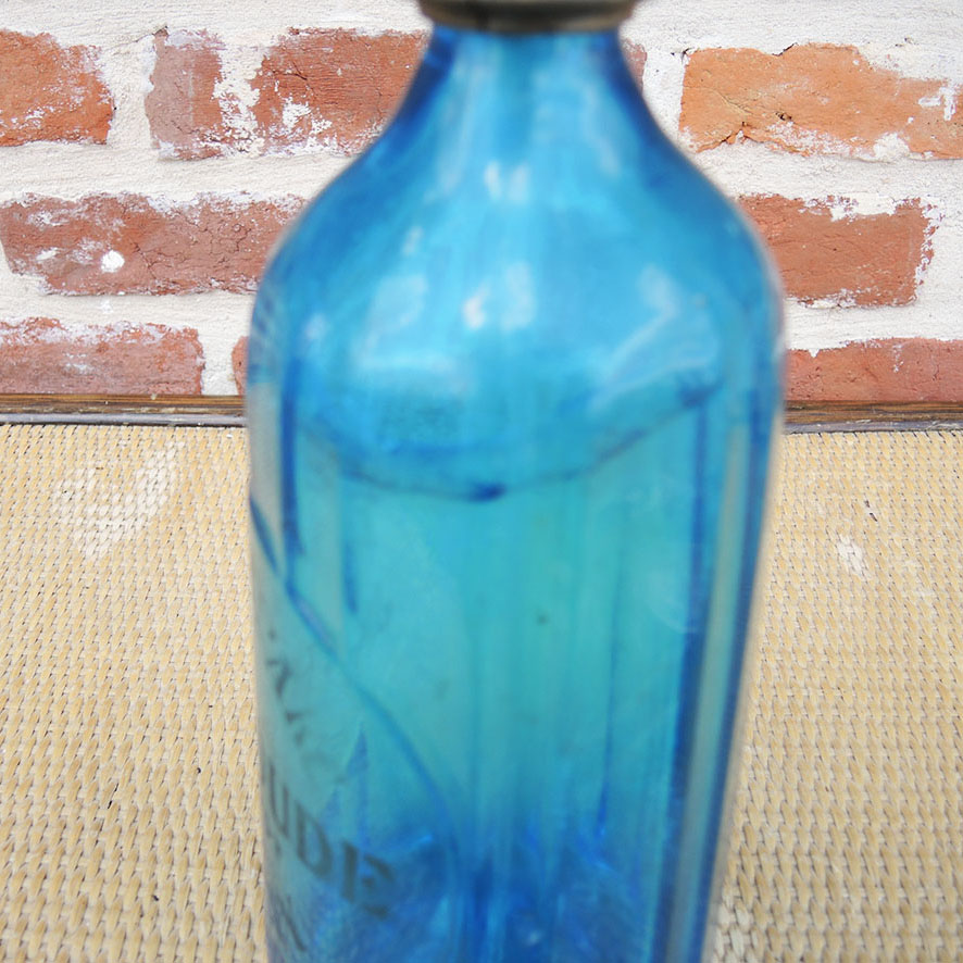 Ancien Siphon en Verre Bleu THROUDE AUFFAY - Image 2