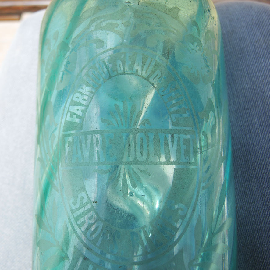 Ancien Siphon en Verre Turquoise FAVRE DOLIVET LILLEBONNE - Image 6