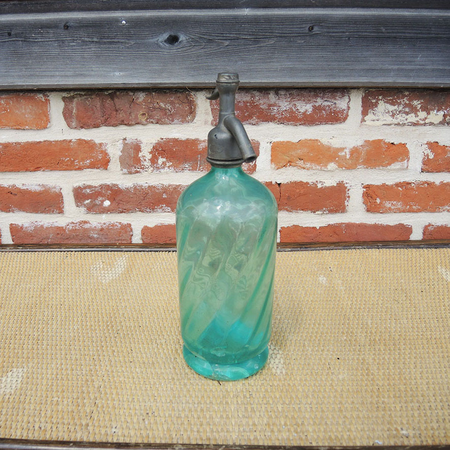 Ancien Siphon en Verre Turquoise FAVRE DOLIVET LILLEBONNE - Image 2