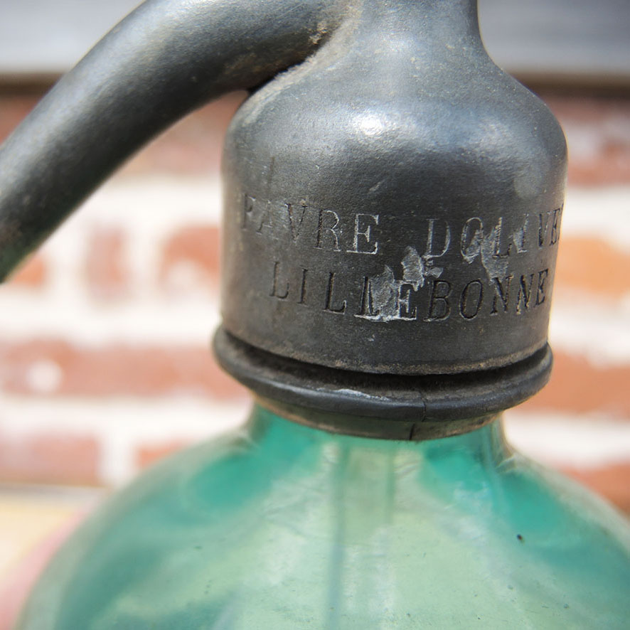 Ancien Siphon en Verre Turquoise FAVRE DOLIVET LILLEBONNE - Image 3