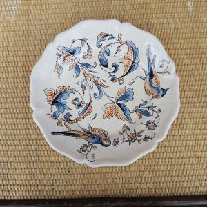 Ancienne Assiette Oiseaux Peinte Main