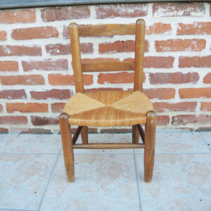 Ancienne Chaise Enfant en Bois & Paille