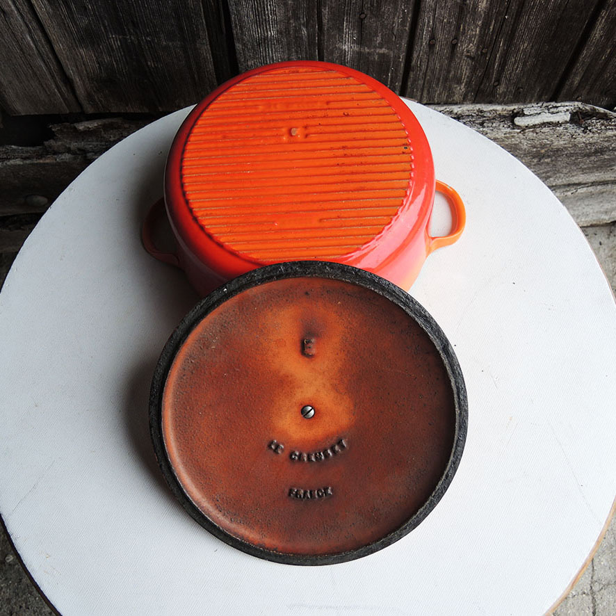 Ancienne Cocotte Ronde en Fonte Orange Le Creuset – Image 5