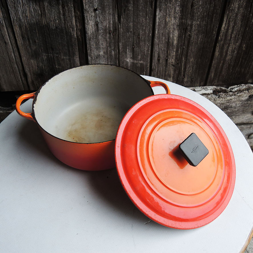 Ancienne Cocotte Ronde en Fonte Orange Le Creuset – Image 3