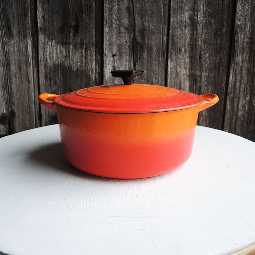 Ancienne Cocotte Ronde en Fonte Orange Le Creuset